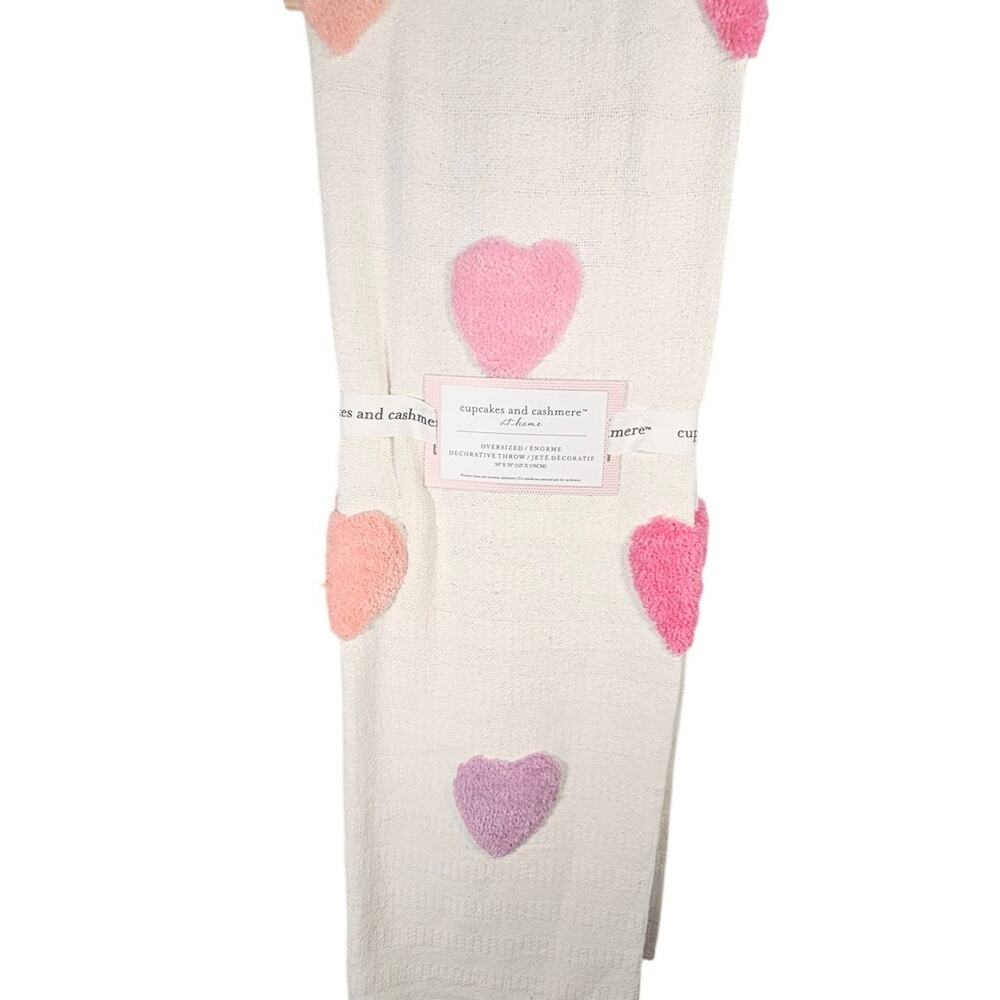 Cupcakes and Cashmere Pastel Candy Heart Tufted Throw Blanket 50 x 70